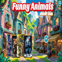 Funny Animals Memory game cover on A2M Games