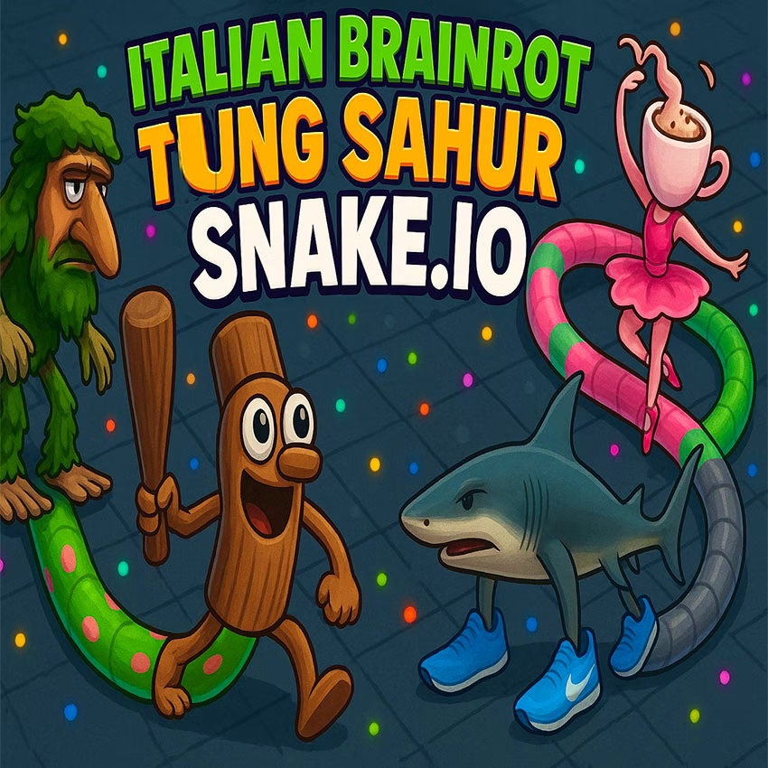 Italian Brainrot Tung Sahur Snake.io Challenge game cover on A2M Games