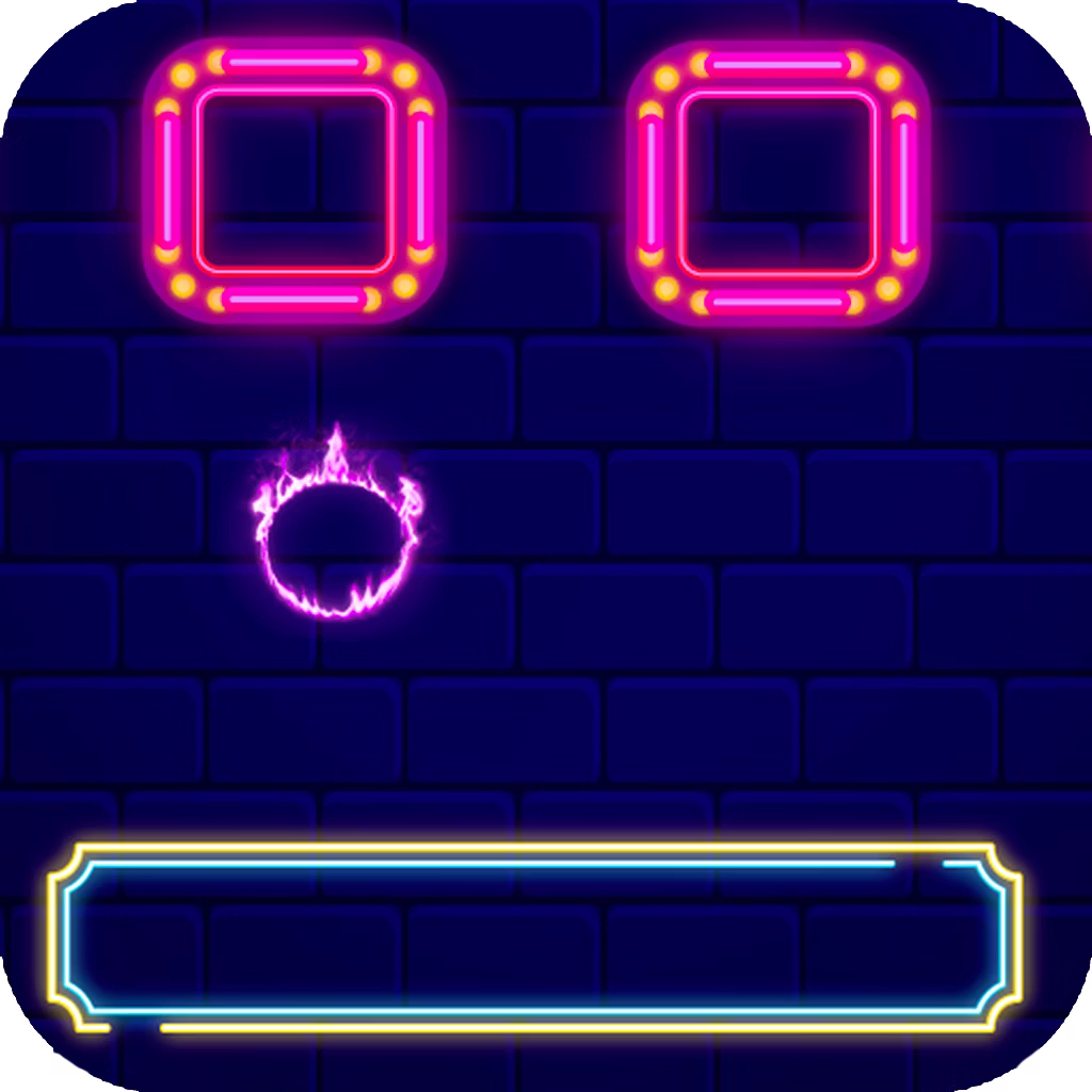 Neon Brick Breaker Challenge game cover on A2M Games