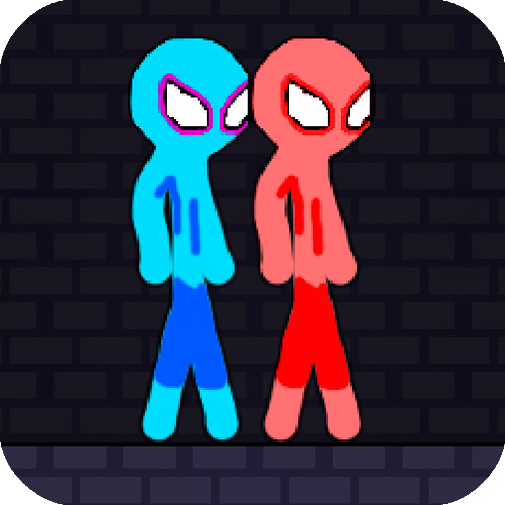 Red and Blue Stickman Rope Challenge game cover on A2M Games